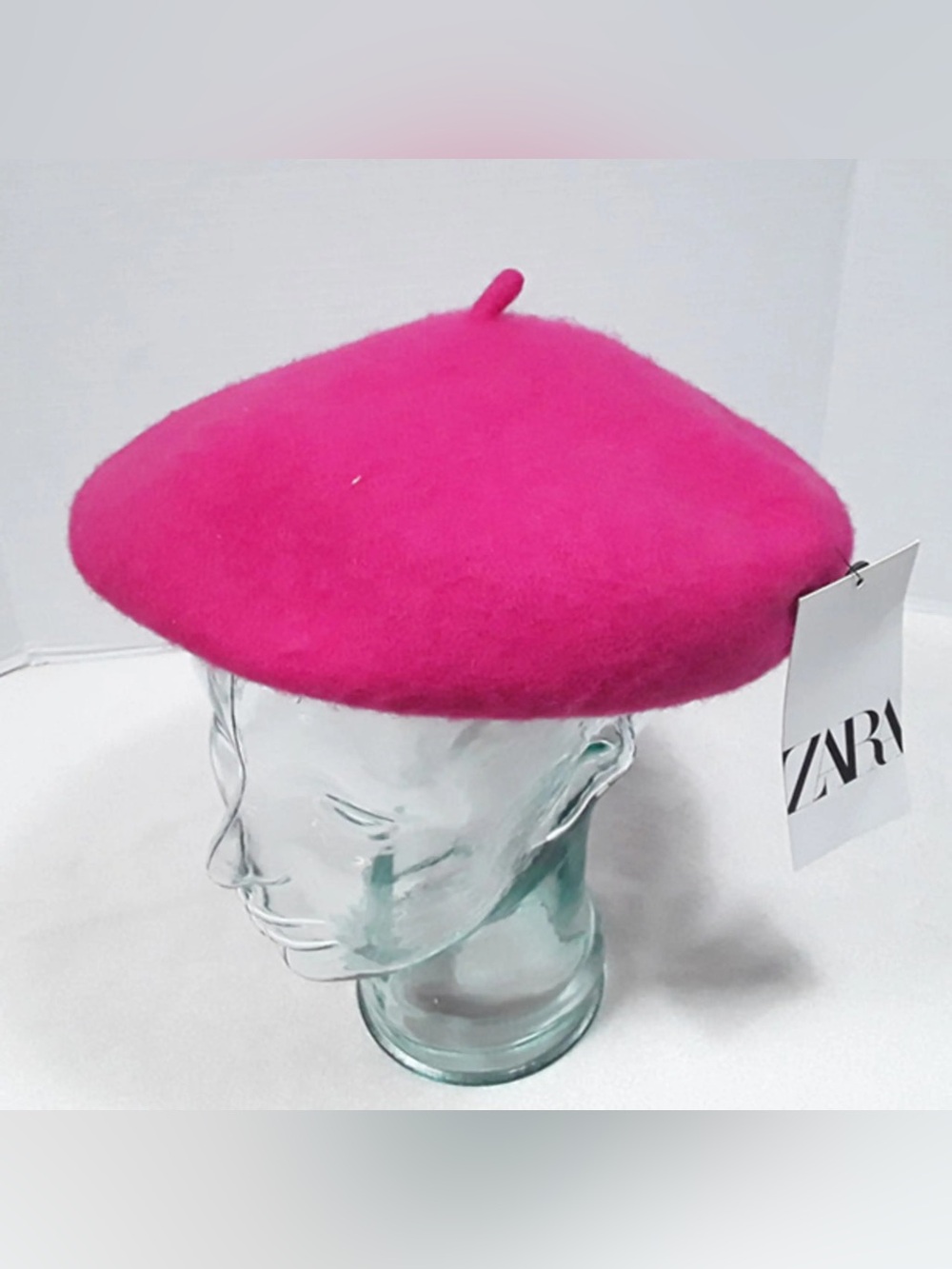 Classic Women's Wool Beret in Bright Fuchsia